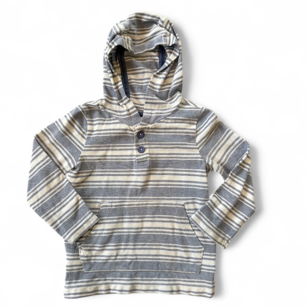 Tommy Bahama Toddler Cotton Blue and Cream Striped Hoodie Long Sleeve size 2T